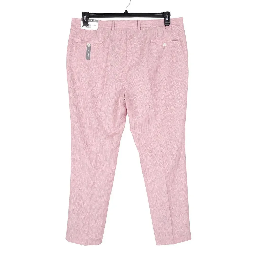 Michael Kors Mens Classic Fit 2 Piece Suit 44R 34x32 Pink Wool Linen Blend NWT